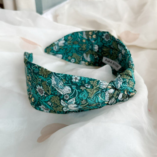 Strawberry Thief Turquoise Print Knot Headband